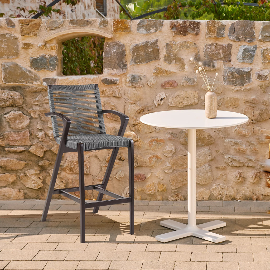 30" Outdoor Wood & Rope Bar Stool U86790
