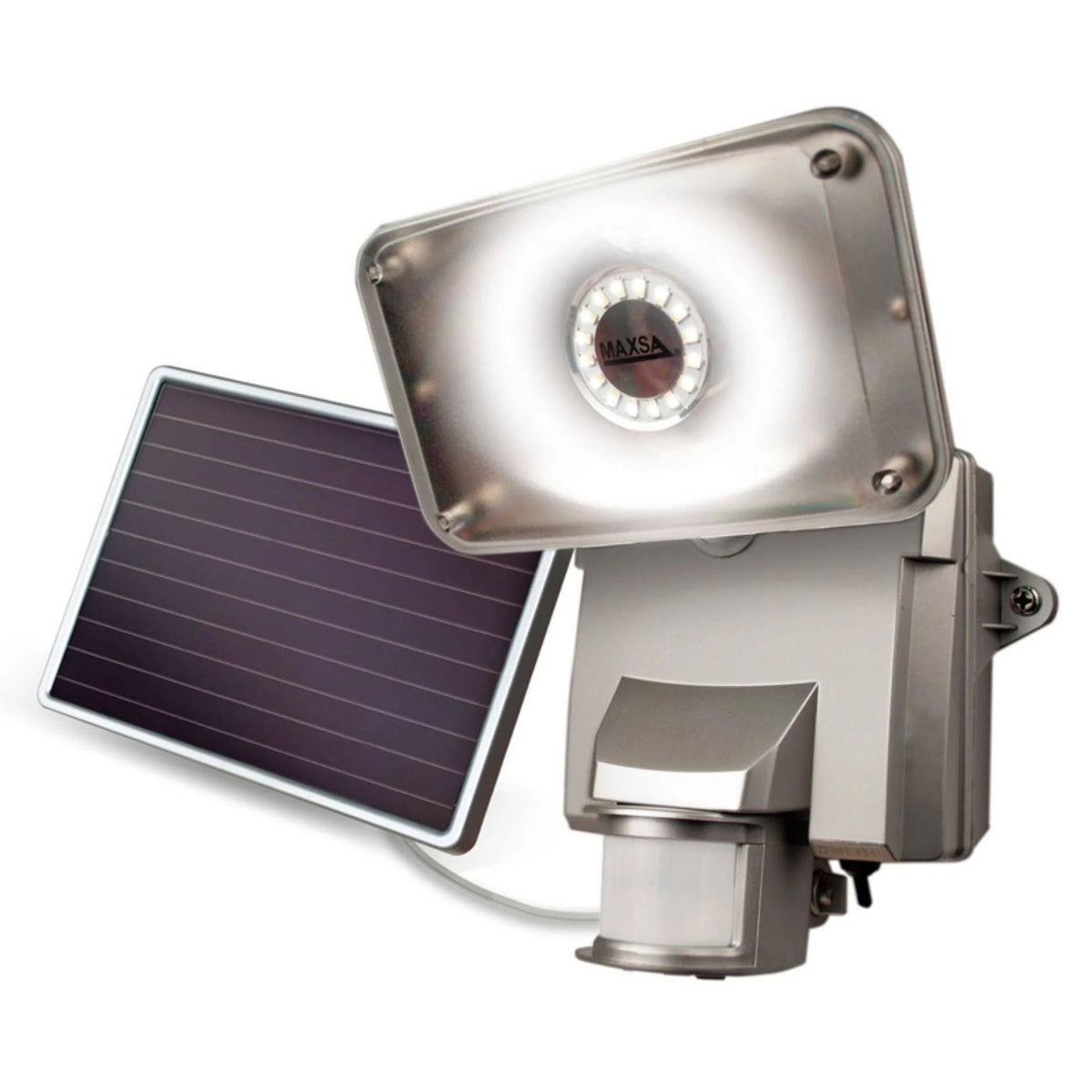 Silver Motion-Activated Solar LED Security Floodlight O42889