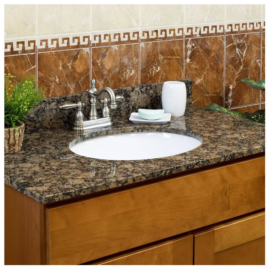 Baltic Brown Granite Vanity Top 25 in x 22 in with Backsplash 8 in Spread J433983