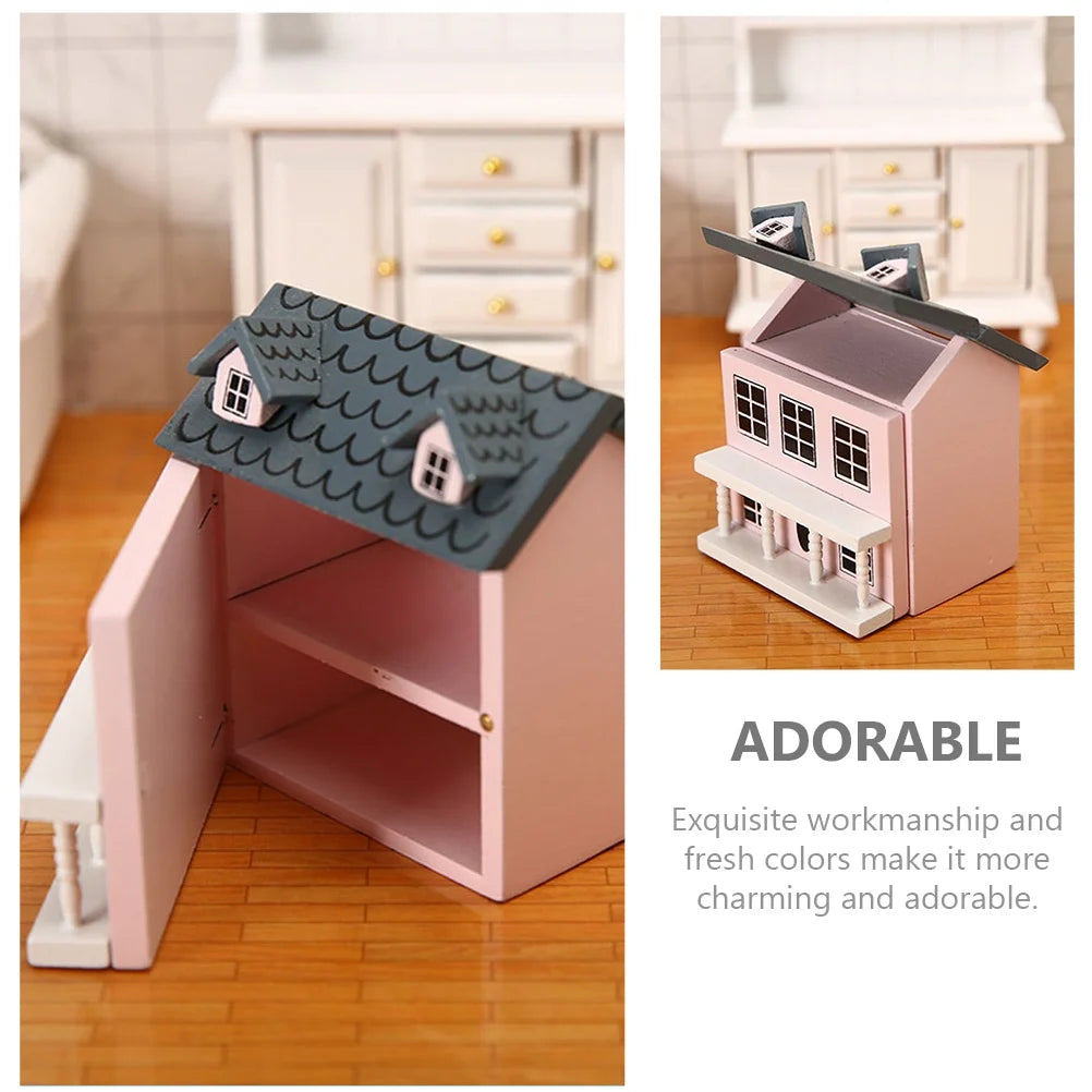 5pcs Wood Miniature House Ornament O24704
