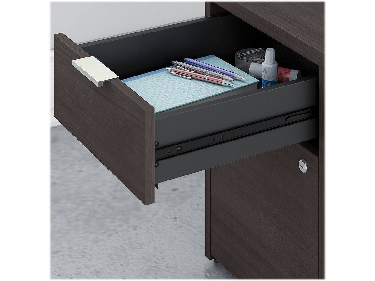 72w Desk with Drawers and Small Storage Cabinet, Storm Gray U97481