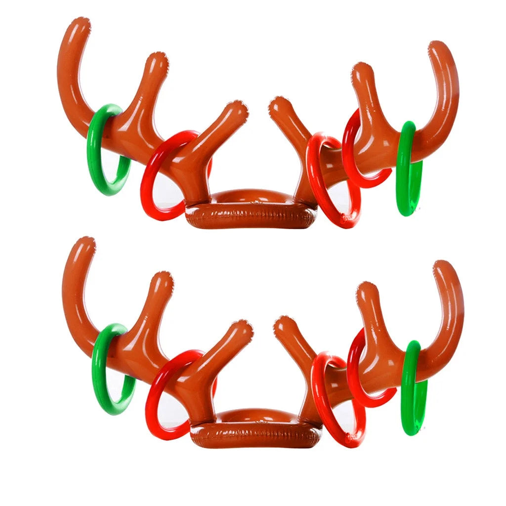 Inflatable Reindeer Hat Antler Ring Toss Party Game Toys D72777