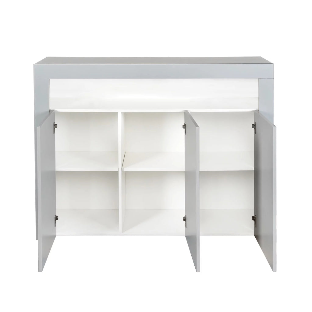 Black High Gloss Sideboard Storage Cabinet with LED Light H48741