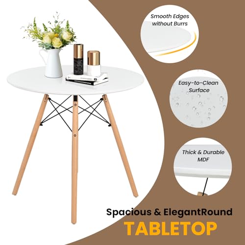 Round Dining Table and Chairs Set of 4 with Wood Legs N297482
