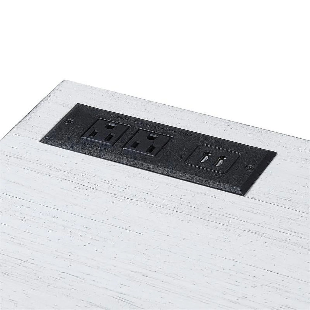 White Wood Writing Desk with USB Port Y864