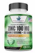 Zinc 100mg Vitamin C 1000mg Vitamin D 5000IU 120 Capsules Z7977