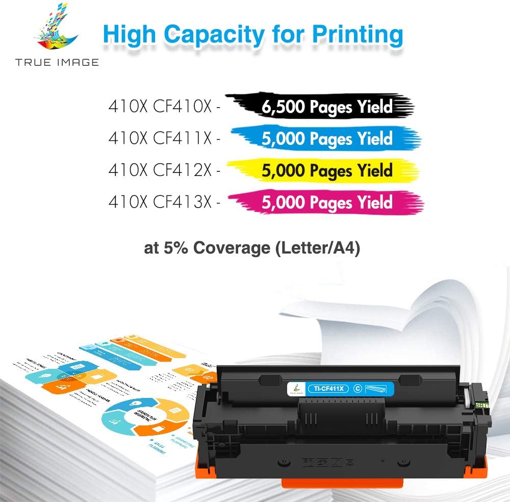 4 Pack Compatible Toner Cartridge for HP 410X CF410X CF411X CF412X CF413X O2857
