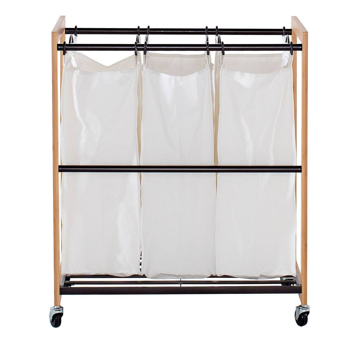 Bamboo Laundry Cart with 3 Bags Q237731