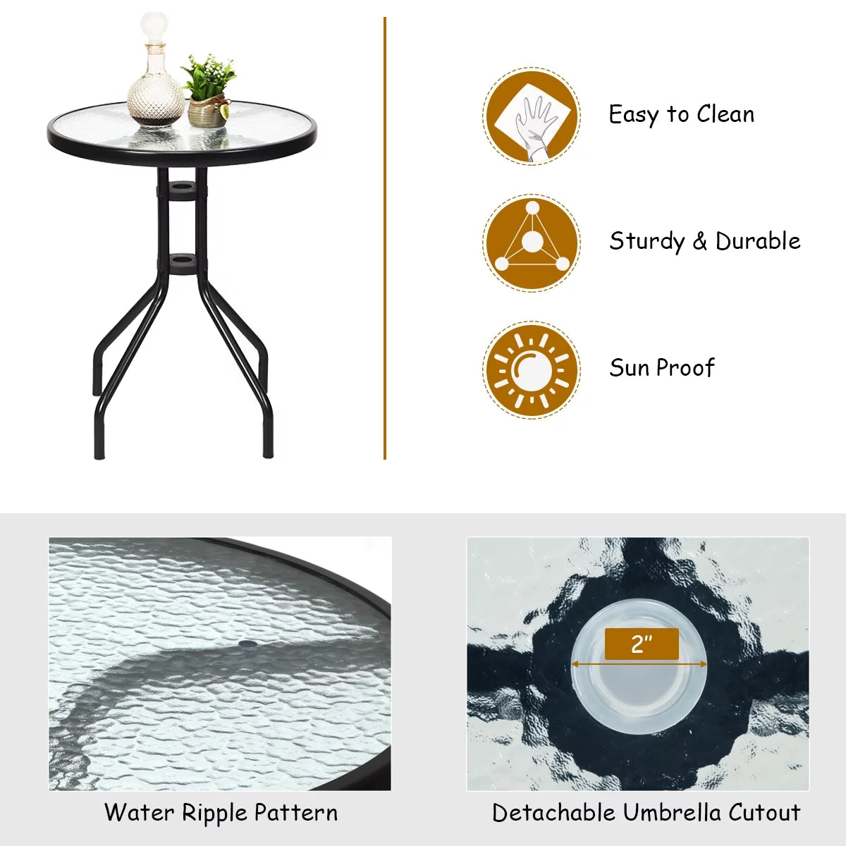 3PCS Bistro Set with Folding Chairs Table W72759