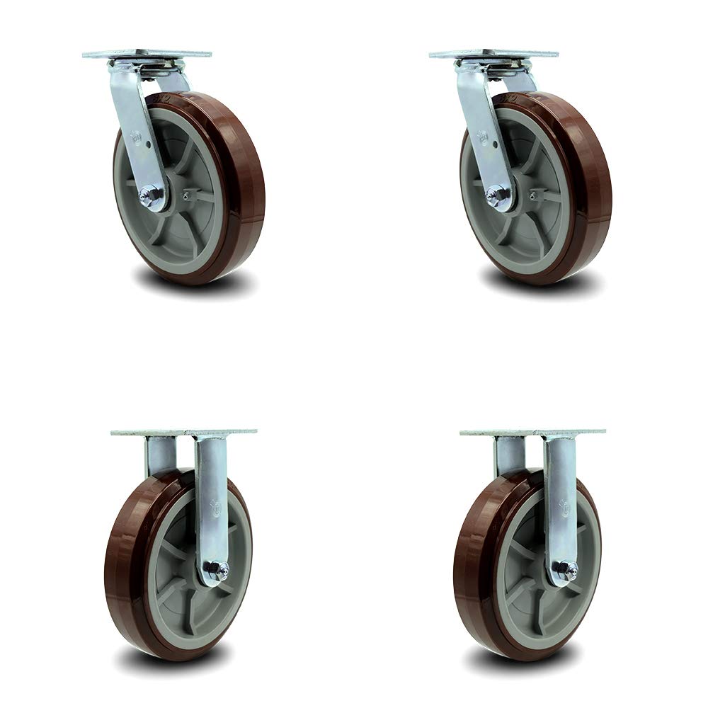 Heavy Duty Swivel Caster, Non-Marking Polyurethane Wheel, 8 Size Pack of 2 V792