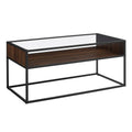Metal and Glass Coffee Table with Open Shelf Dark Walnut W742