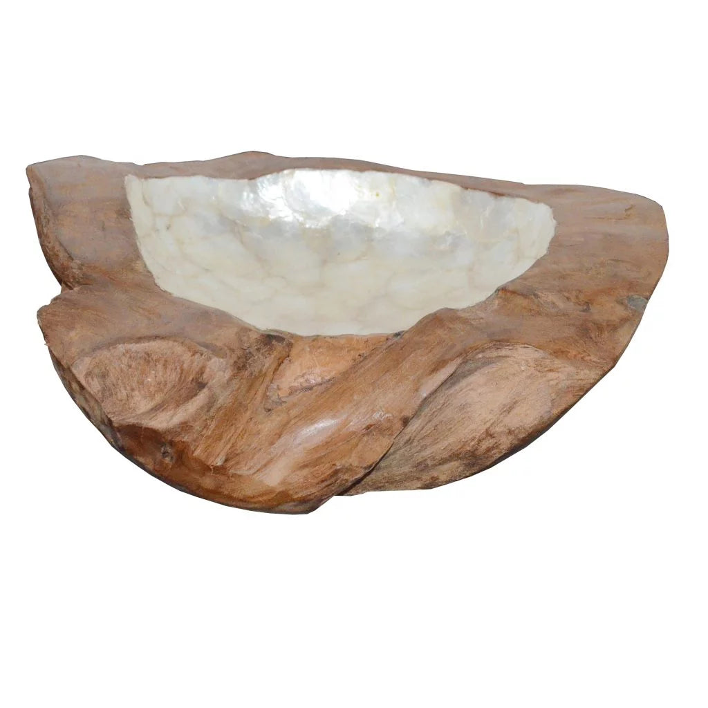 3" Shell and Teak Decorative Bowl F86638