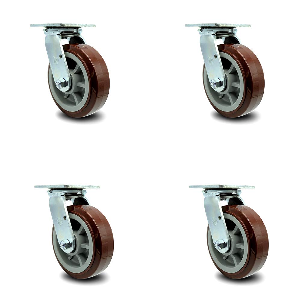 Heavy Duty Swivel Caster, Non-Marking Polyurethane Wheel, 8 Size Pack of 2 V792