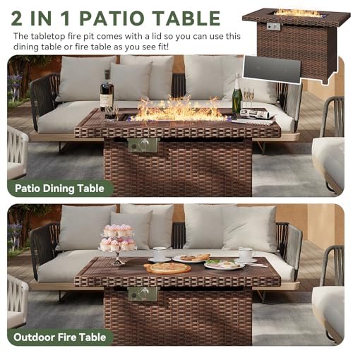 41" Propane Fire Pit Table 50,000 BTU with Removable Lid & Waterproof Cover Black I471383