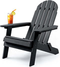 Grey Oversized Folding Adirondack Chair with Cup Holder T9722