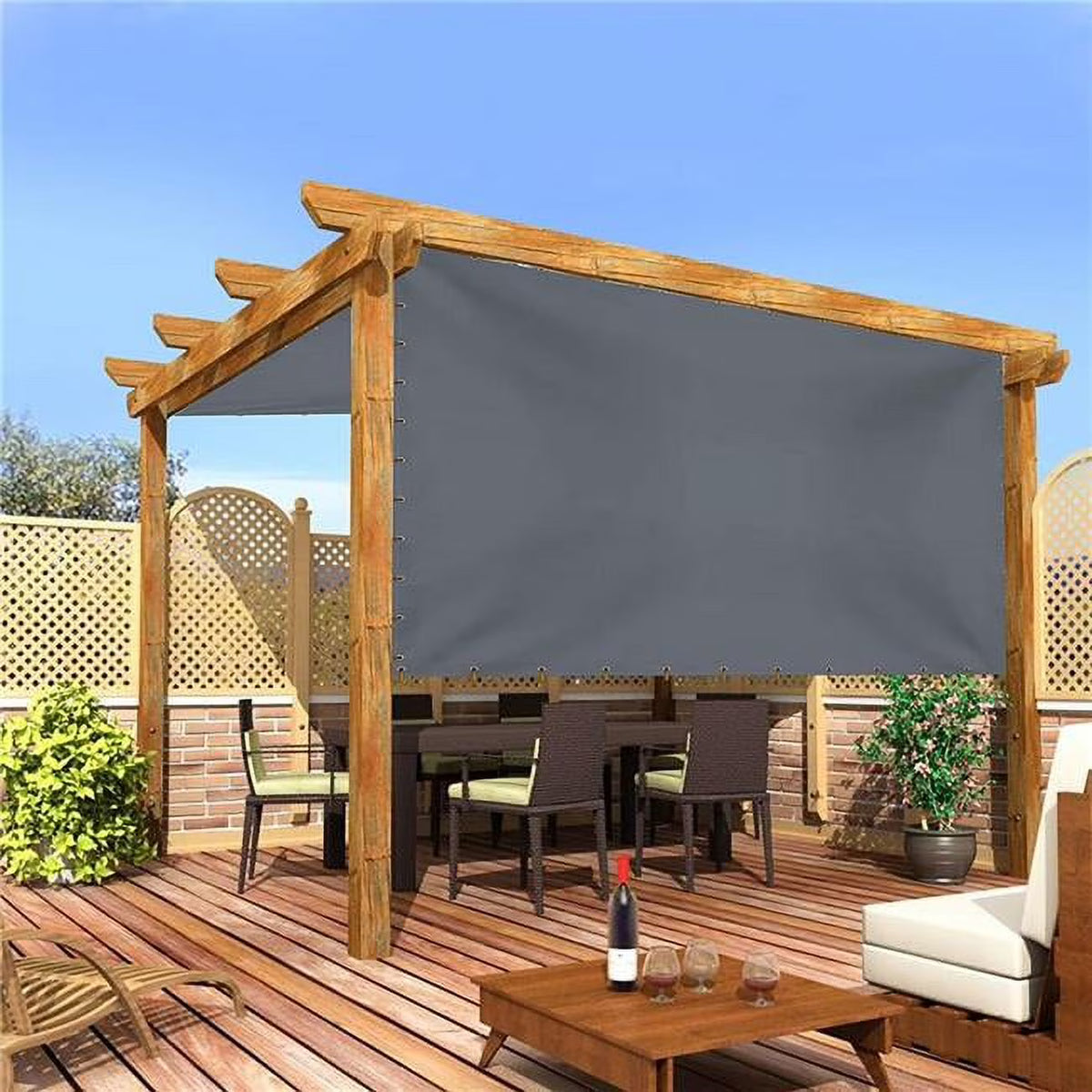 Grey 18 oz Outdoor Universal Replacement Shade Cover for Canopy Pergola 10 x 10 ft. Y5369