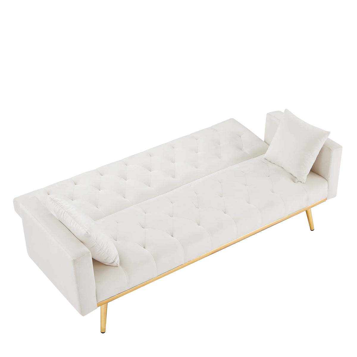 Cream White Convertible Folding Futon Sofa Bed H7294