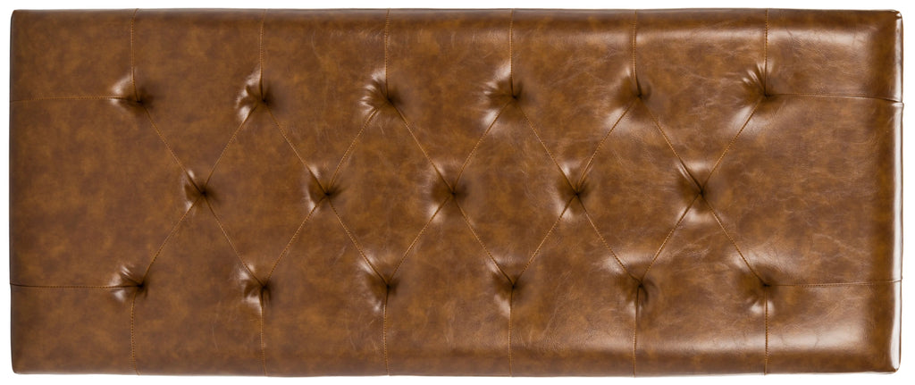 Rustic Curved Leather Tufted Bench K122428