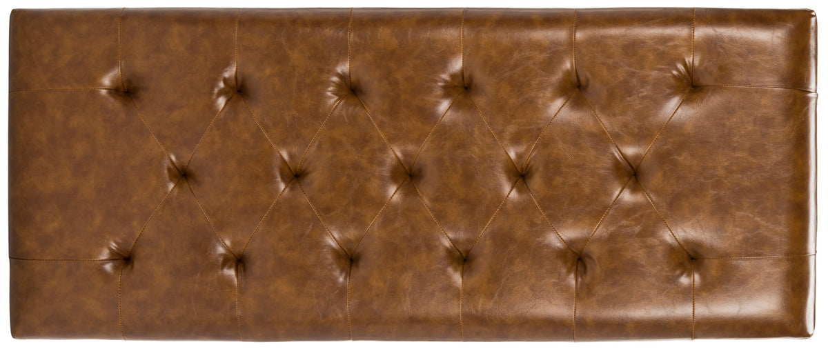 Rustic Curved Leather Tufted Bench K122428