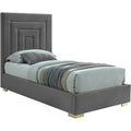 Gray Velvet Twin Bed with Chrome Legs H78510