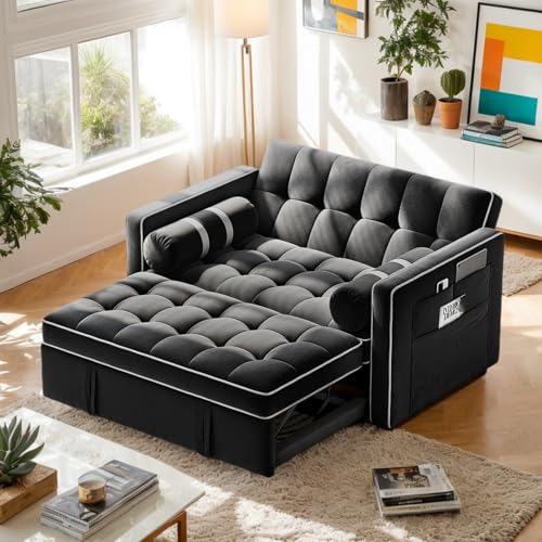 3 in 1 Convertible Sleeper Sofa Bed with USB Ports & Side Pockets M449851
