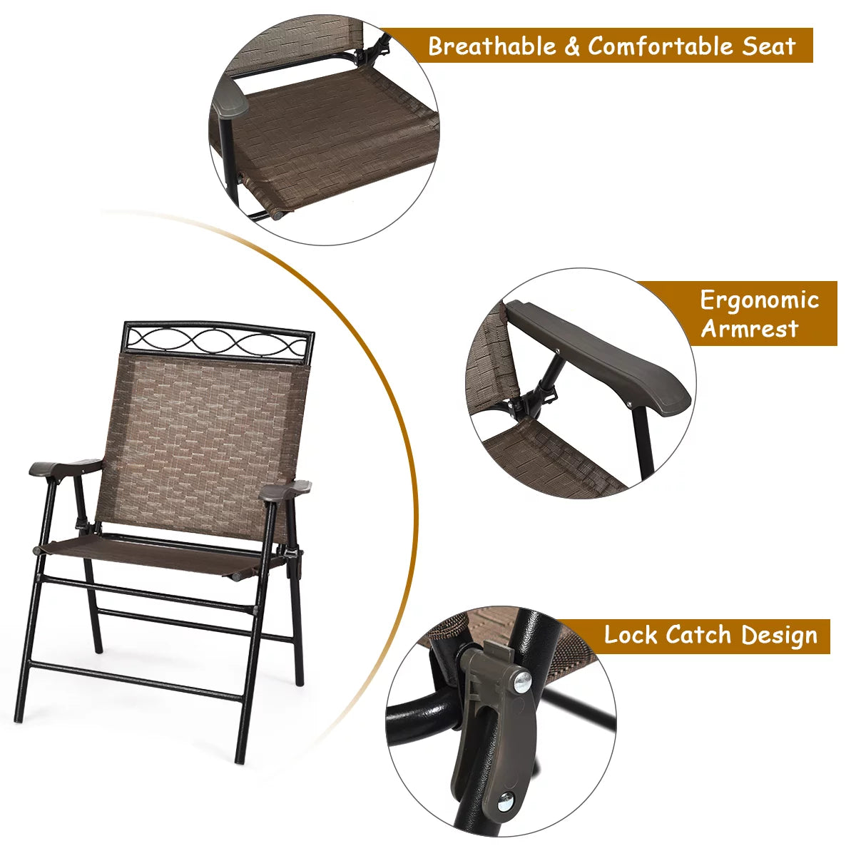 3PCS Bistro Set with Folding Chairs Table W72759