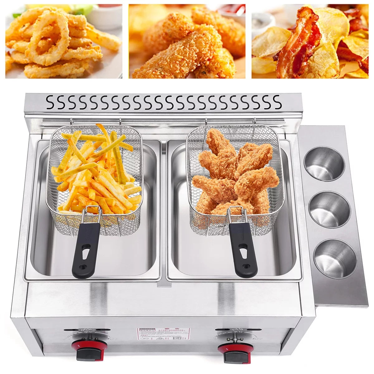 Commercial Gas Deep Fryer 2 Basket 6L*2 Stainless Steel H965261