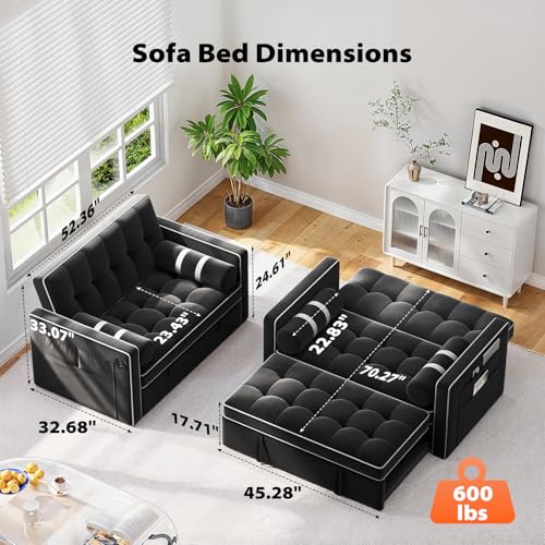 3 in 1 Convertible Sleeper Sofa Bed with USB Ports & Side Pockets M449851