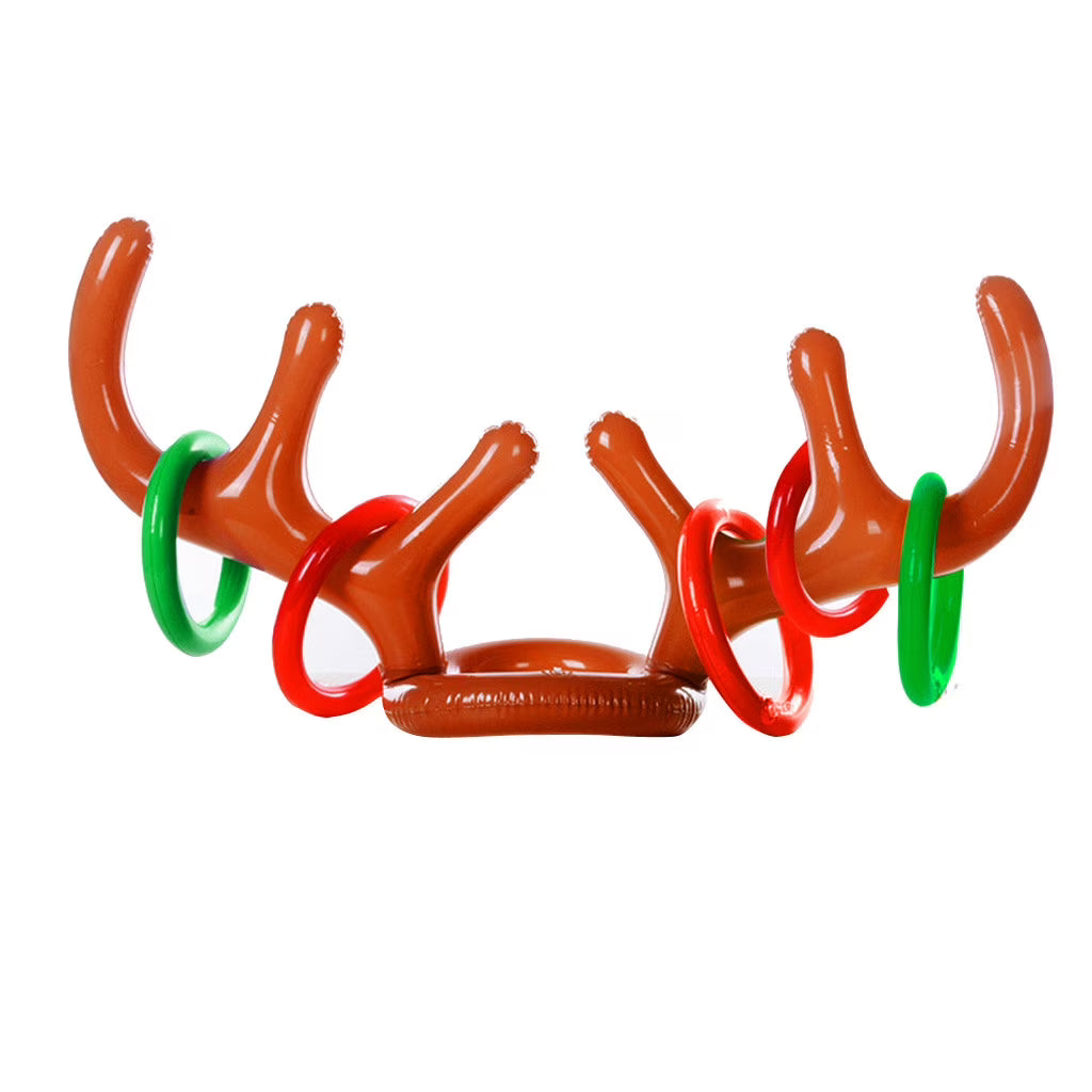 Inflatable Reindeer Hat Antler Ring Toss Party Game Toys D72777