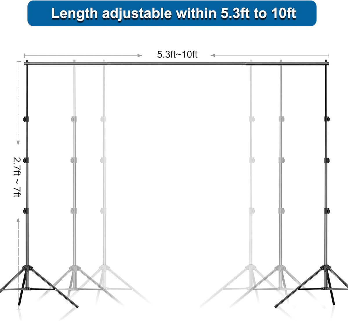 7x10Ft Adjustable Photography Background Support System Kit with Carry Bag U121