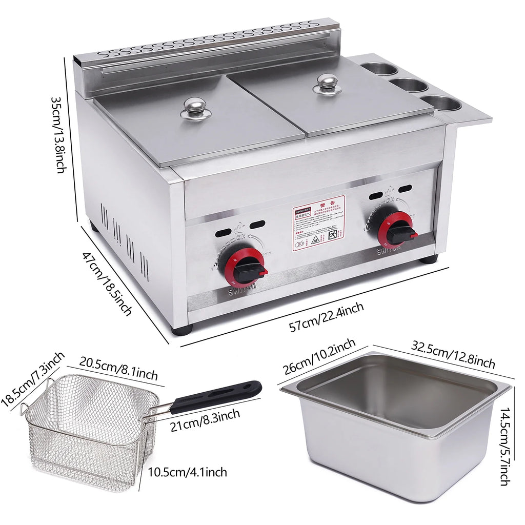 Commercial Gas Deep Fryer 2 Basket 6L*2 Stainless Steel H965261