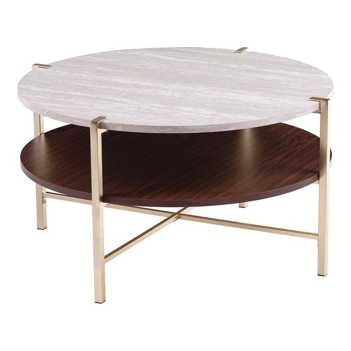 Round Faux Marble Top Cocktail Table U65464
