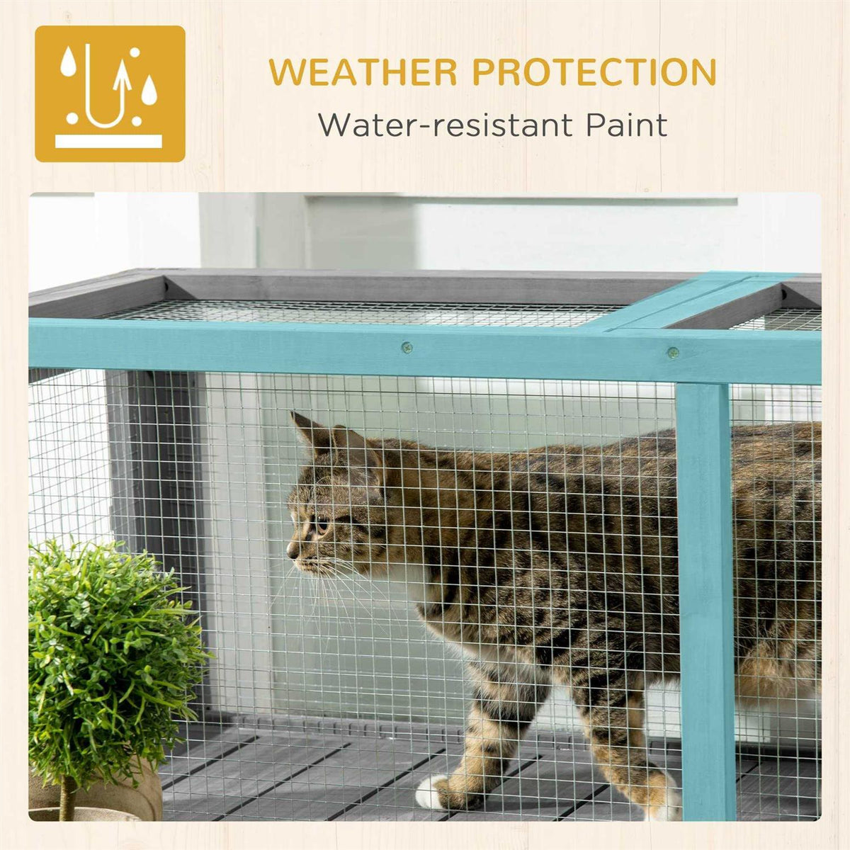 Wooden Outdoor Cat Tunnel with Weather Protection O5535