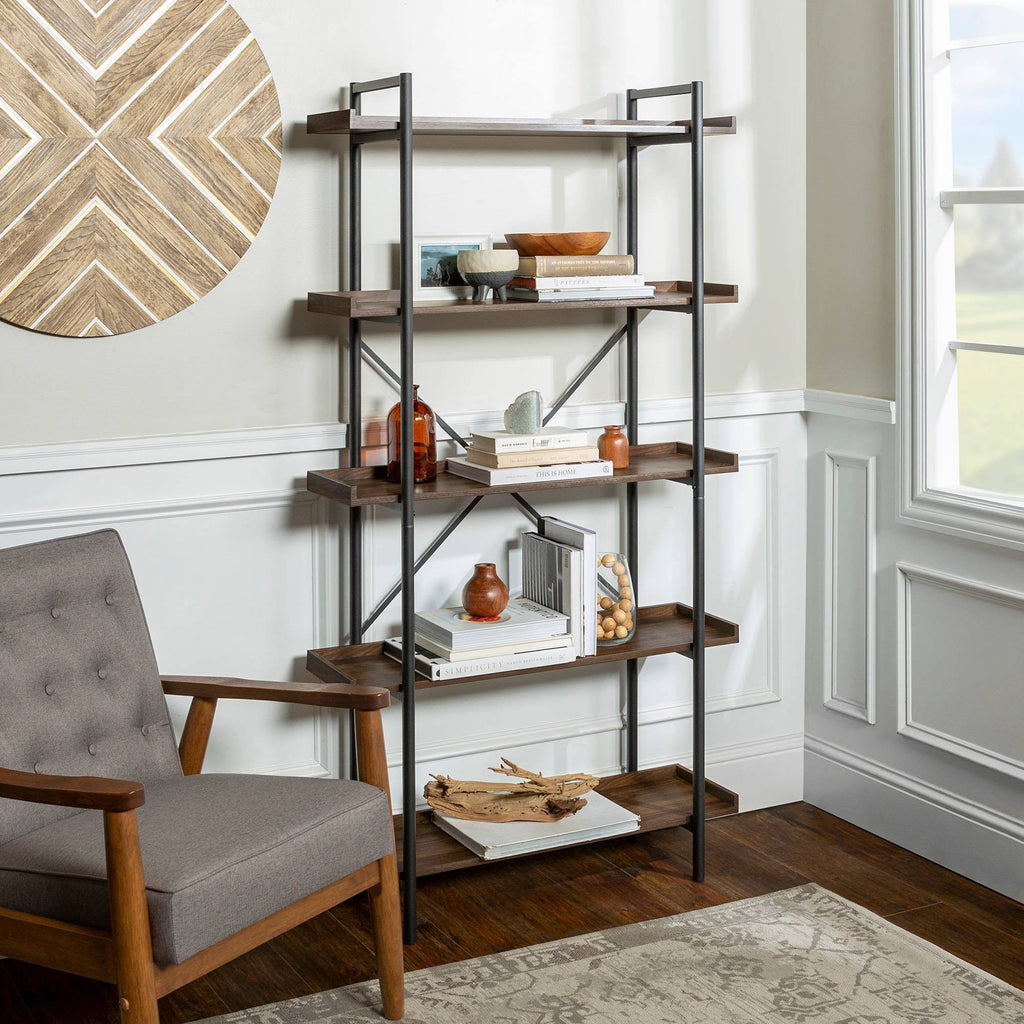 5 Tray Shelf Dark Walnut Bookshelf T7390