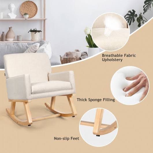 Beige Upholstered Rocking Armchair J951544