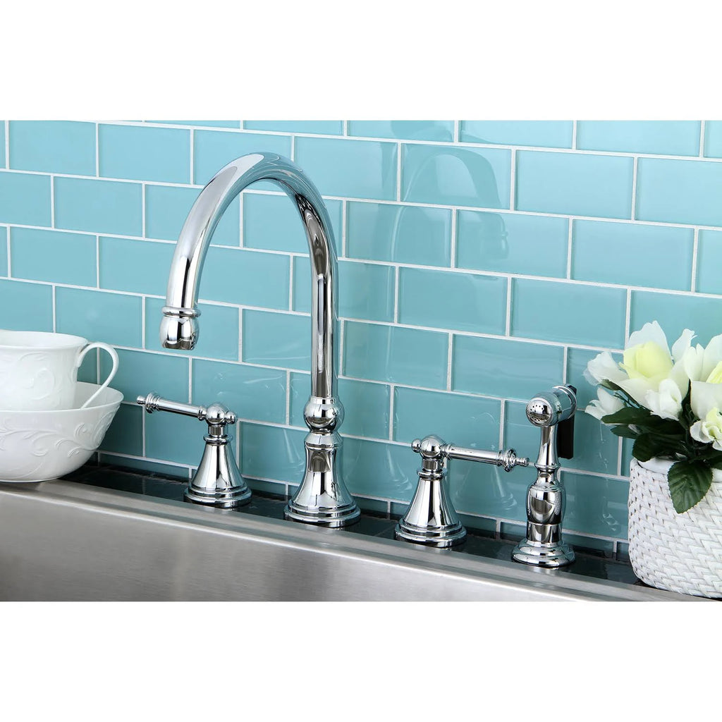 Polished Chrome Kitchen Faucet with Brass Sprayer P2179