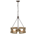 Rustic Farmhouse 4 Light Wood Grain Chandelier Pendant 19 Inch Q3457