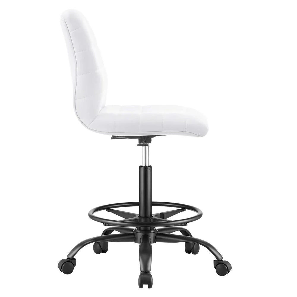 Black White Vegan Leather Drafting Chair N39755