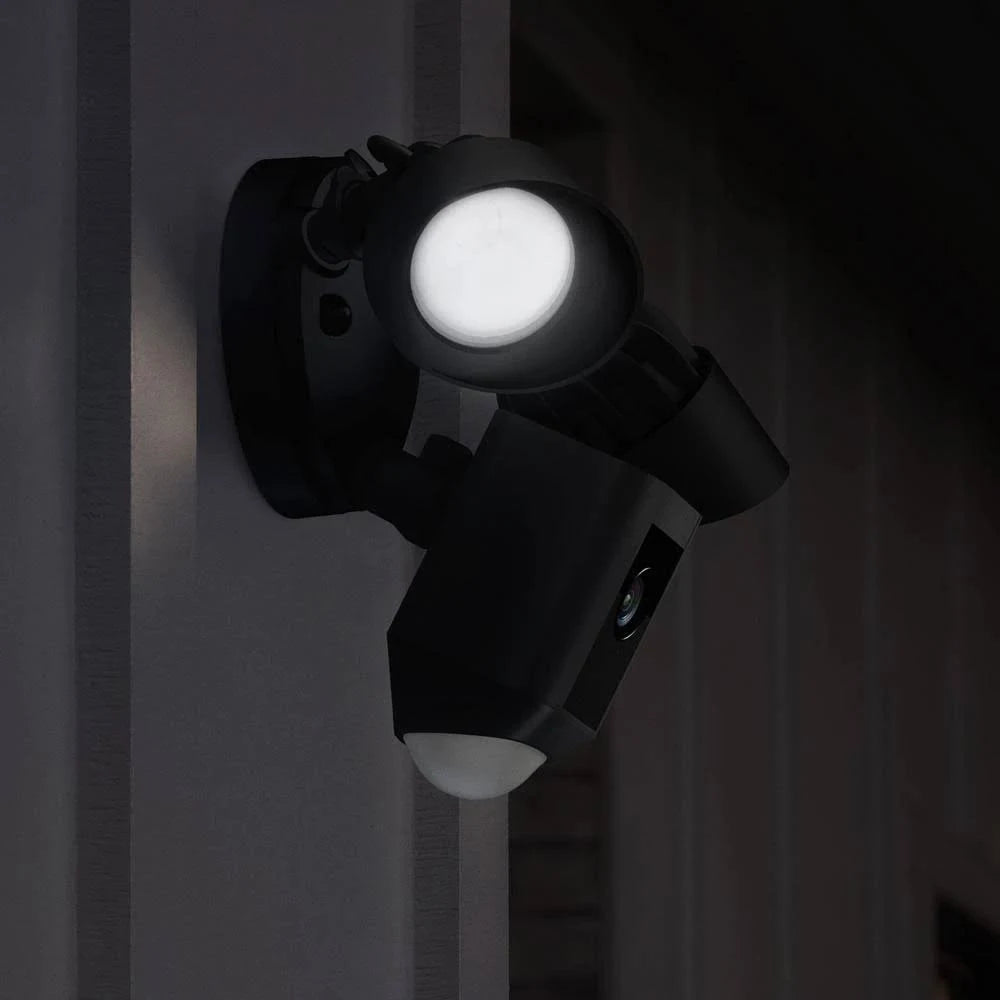 Black Outdoor Wi-Fi Surveillance Camera with Motion Activated Floodlight with Chime Pro (2-Pack) Y1398