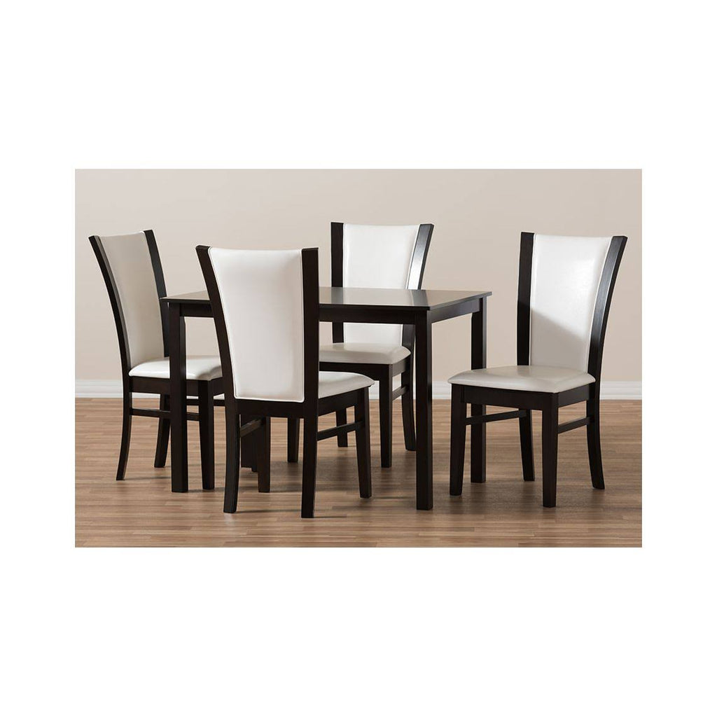 5-Piece White Faux Leather Dining Set Y6073
