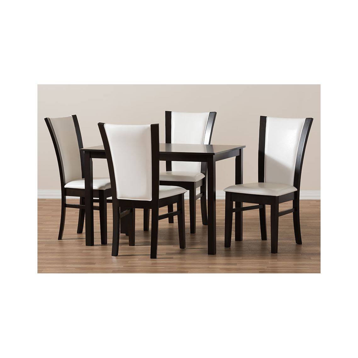 5-Piece White Faux Leather Dining Set Y6073