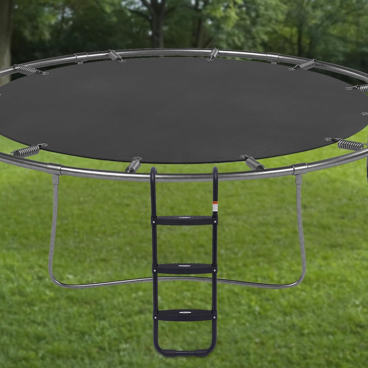 Black Trampoline Ladder 3 Wide with Anti-Slip Steps Steel 14X42in J62880