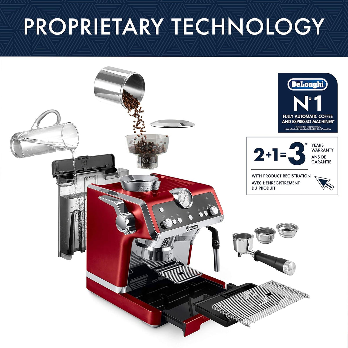 Red Stainless Steel Espresso Machine G15054