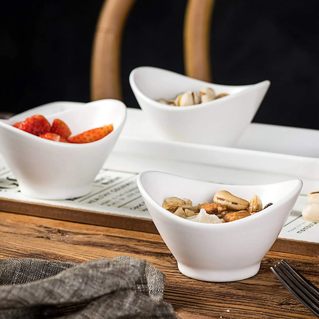 4 Piece Porcelain Tray Set with Compartment Bowls U74704