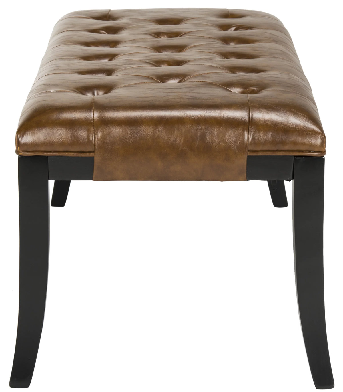 Rustic Curved Leather Tufted Bench K122428