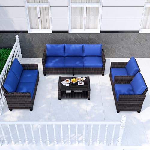 5-Piece PE Rattan Sectional Sofa Set with Storage Table I2459
