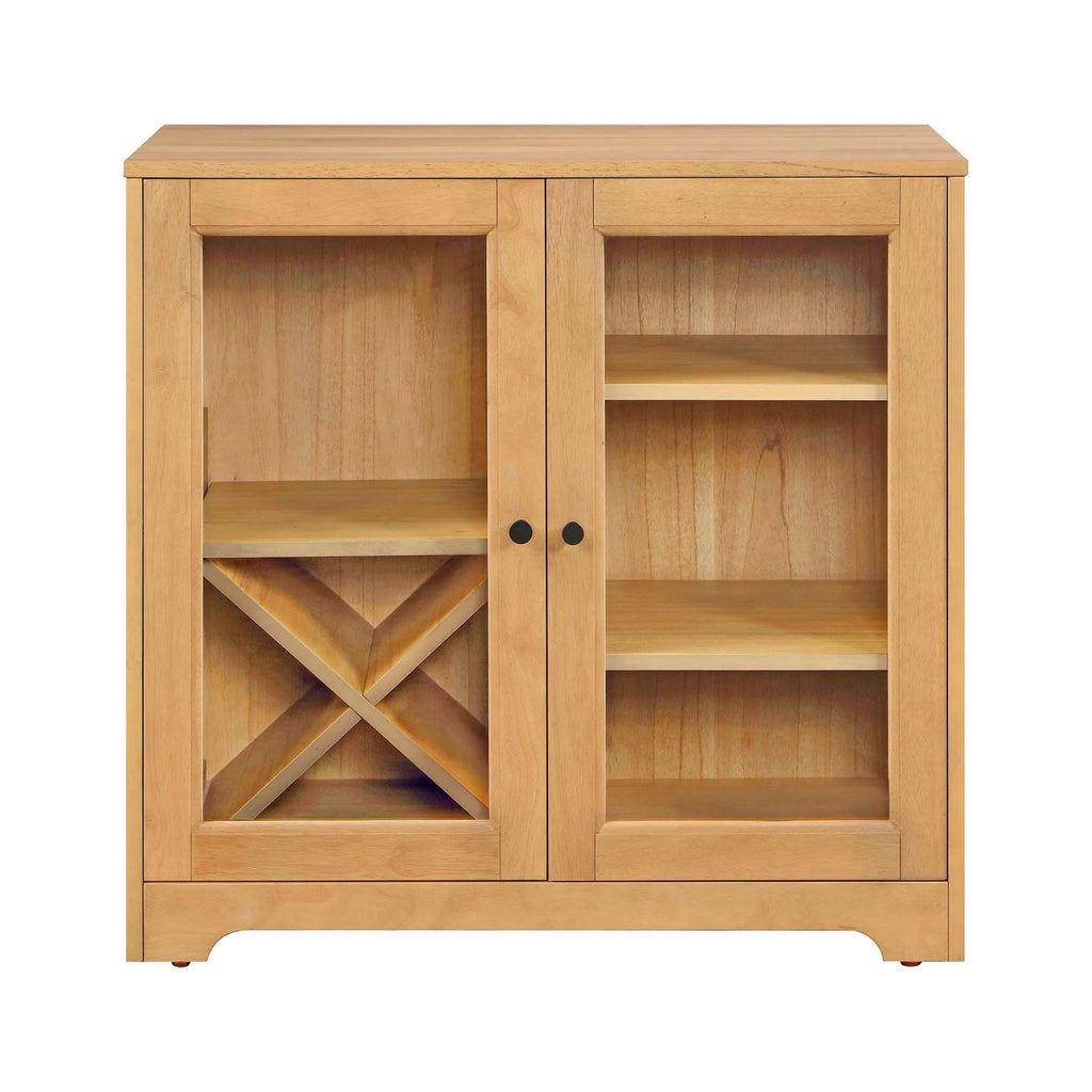 Natural Oak Bar Cabinet with Solid Wood Frame O505