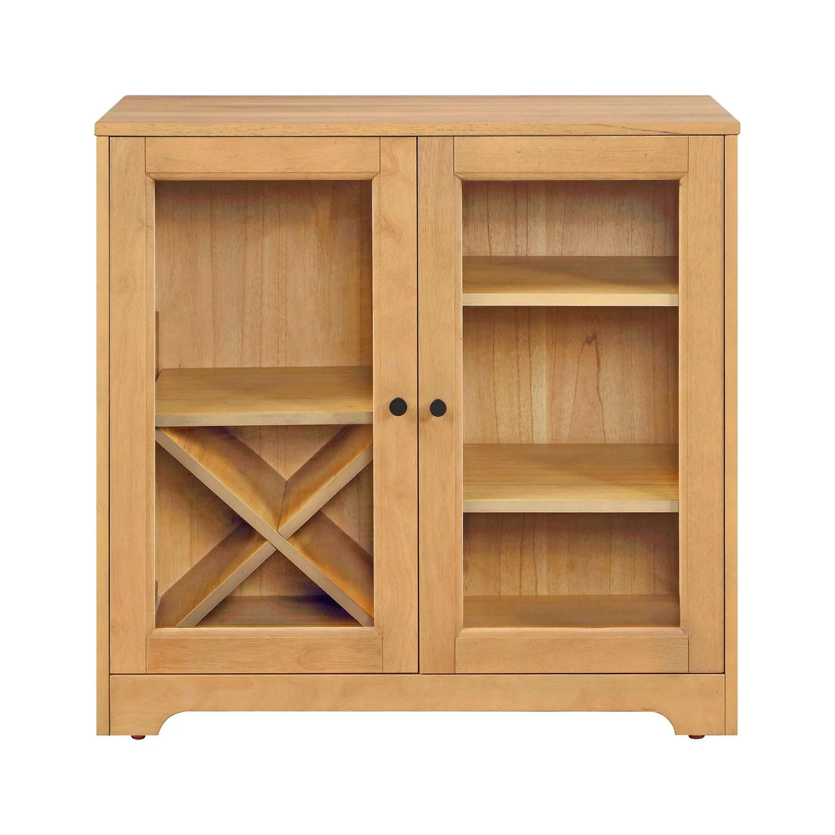 Natural Oak Bar Cabinet with Solid Wood Frame O505