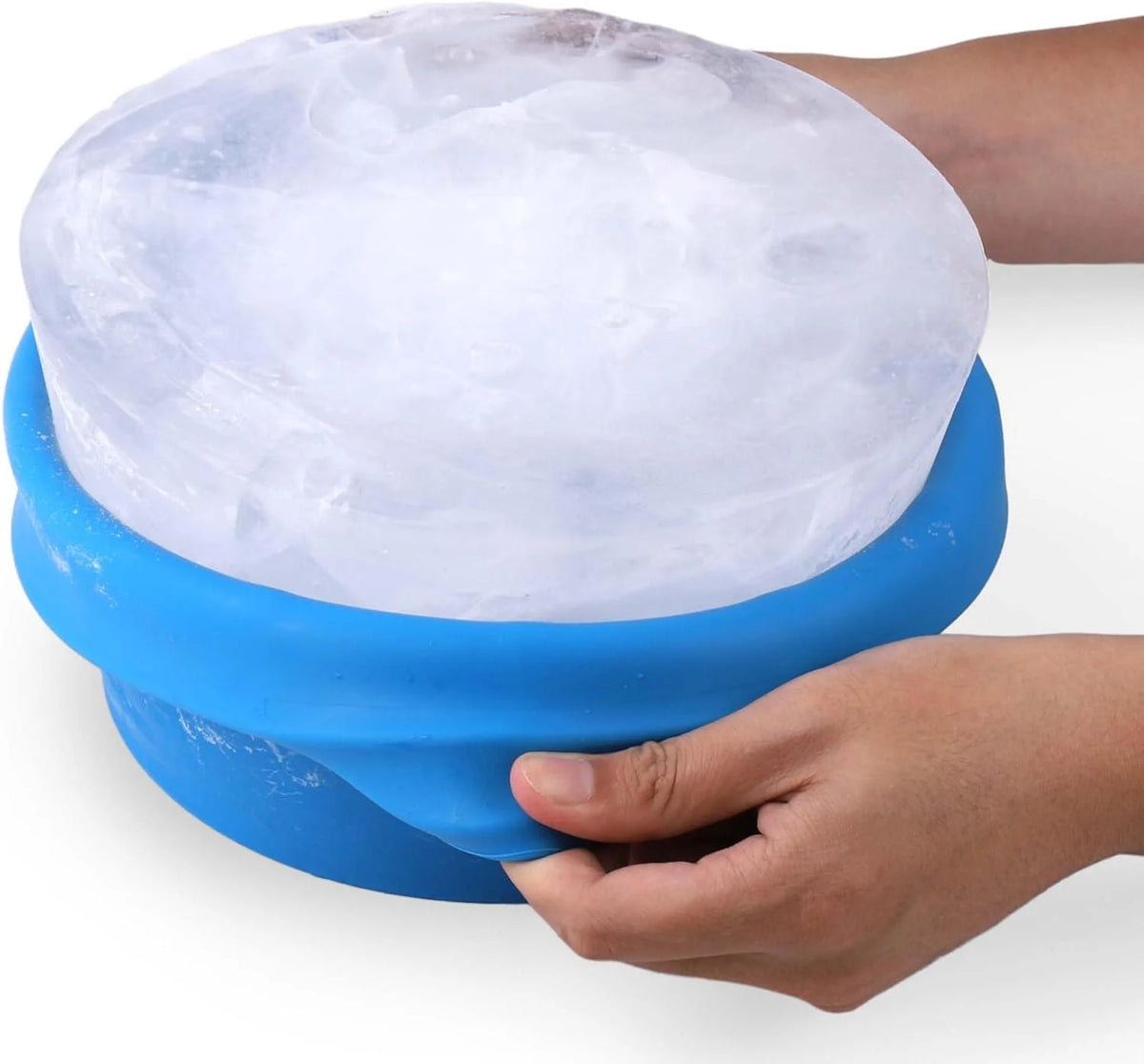 Large Round Silicone Ice Block Mold with Lid (Blue) F6552