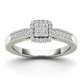 10K White Gold Diamond Square Frame Engagement Ring D4504